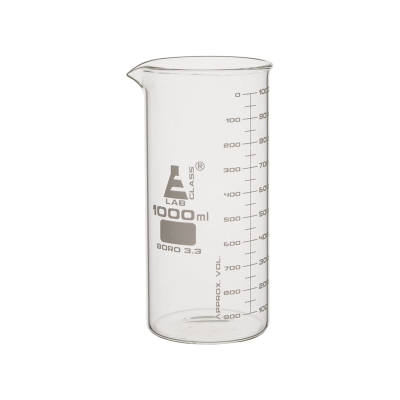 VASO DE PRECIPITADO 1000ML FORMA ALTA (BERZELIUS), DOBLE ESCALA, ASTM CON VERTEDERO EISCO