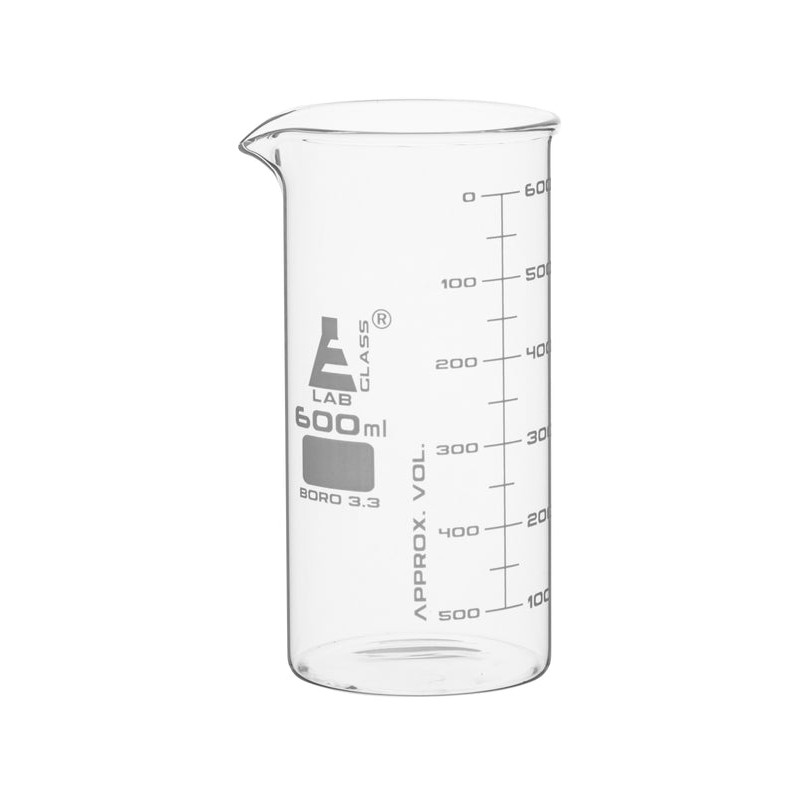 VASO DE PRECIPITADO 600ML FORMA ALTA (BERZELIUS), DOBLE ESCALA, ASTM CON VERTEDERO EISCO