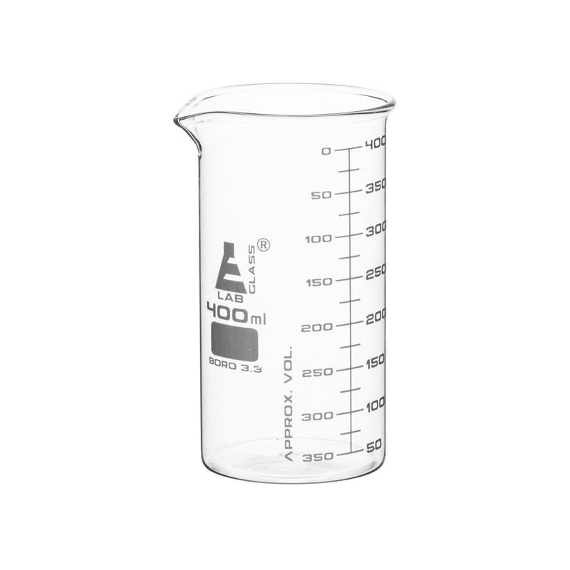 VASO DE PRECIPITADO 400ML FORMA ALTA (BERZELIUS), DOBLE ESCALA, ASTM CON VERTEDERO EISCO