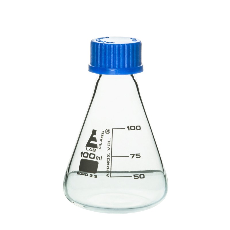 MATRAZ ERLENMEYER 100ML CON TAPAROSCA, GRADUACIÓN BLANCA EISCO