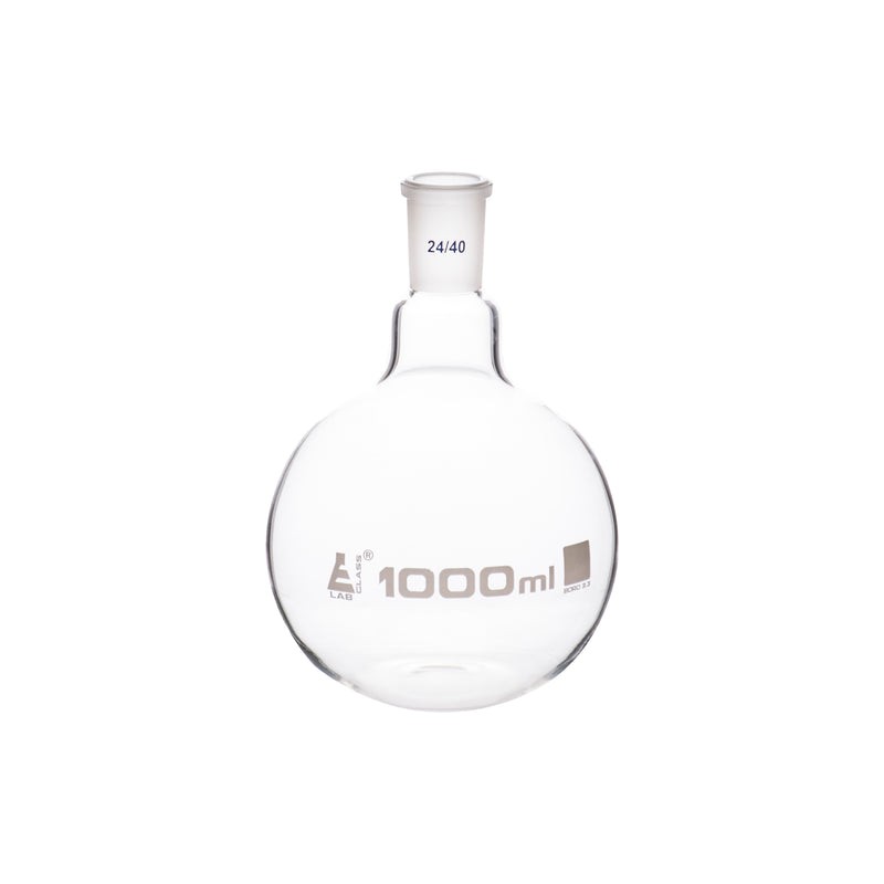 MATRAZ DE EBULLICIÓN 1000ML CUELLO ANGOSTO FONDO PLANO JUNTA 24/40 EISCO