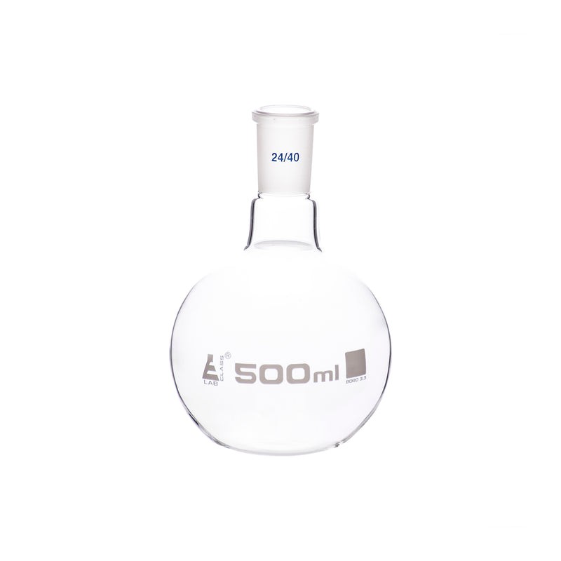 MATRAZ DE EBULLICIÓN 500ML CUELLO ANGOSTO FONDO PLANO JUNTA 24/40 EISCO