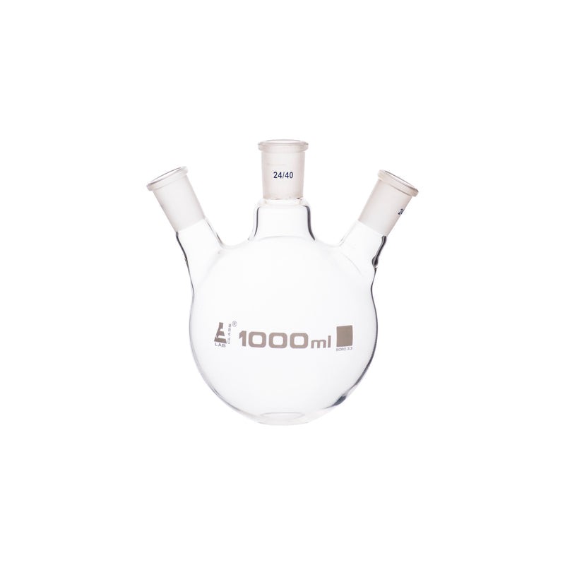 MATRAZ DE DESTILACIÓN 1000ML DE TRES BOCAS FONDO REDONDO JUNTA 24/40 EISCO