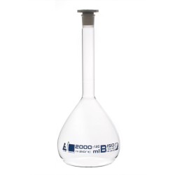 MATRAZ VOLUMÉTRICO (AFORADO) 2000ML, CLASE B, TAPÓN DE POLIPROPILENO EISCO