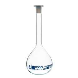 MATRAZ VOLUMÉTRICO (AFORADO) 1000ML, CLASE B, TAPÓN DE POLIPROPILENO EISCO