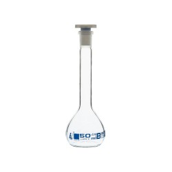 MATRAZ VOLUMÉTRICO (AFORADO) 50ML, CLASE B, TAPÓN DE POLIPROPILENO EISCO