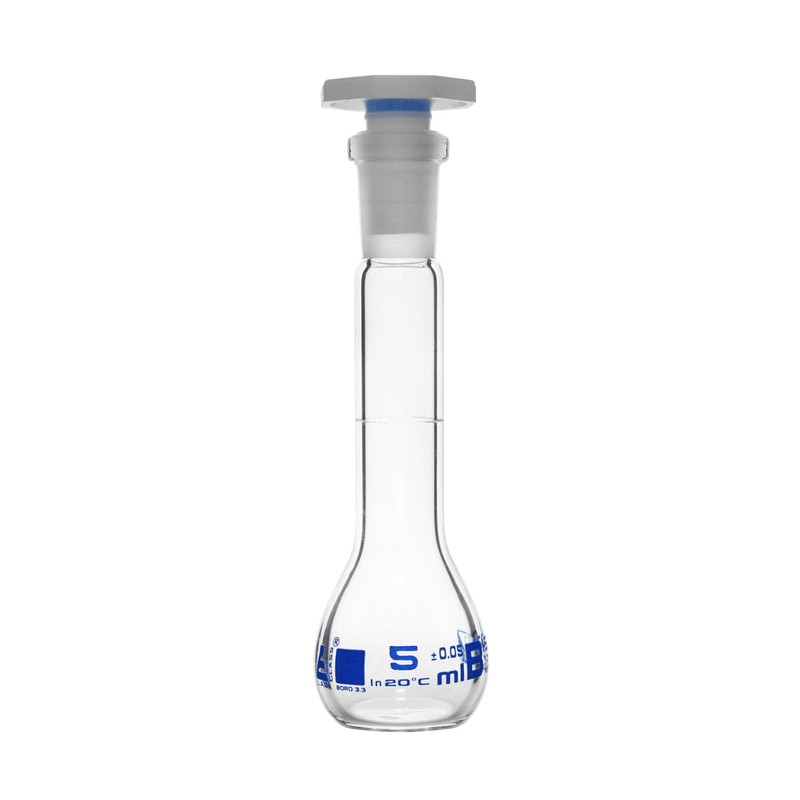 MATRAZ VOLUMÉTRICO (AFORADO) 5ML, CLASE B, TAPÓN DE POLIPROPILENO EISCO