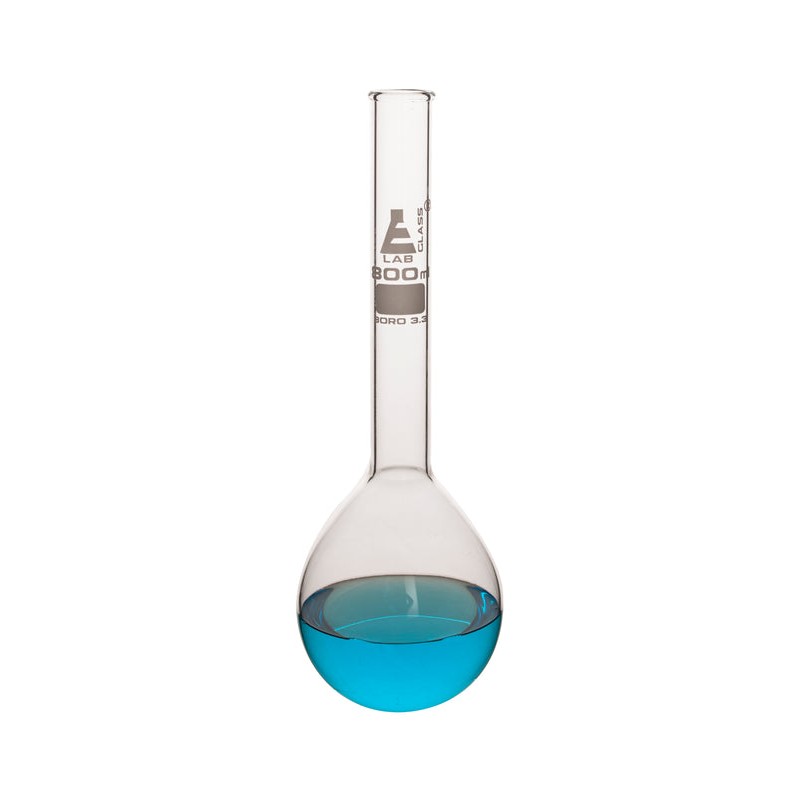 MATRAZ KJELDAHL 800ML DE VIDRIO BOROSILICATO, CUELLO LARGO, FONDO REDONDO EISCO