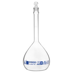 MATRAZ VOLUMÉTRICO (AFORADO) 2000ML, CLASE B, ASTM TAPÓN PLANO DE VIDRIO EISCO