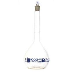 MATRAZ VOLUMÉTRICO (AFORADO) 1000ML, CLASE B, ASTM TAPÓN PLANO DE VIDRIO EISCO