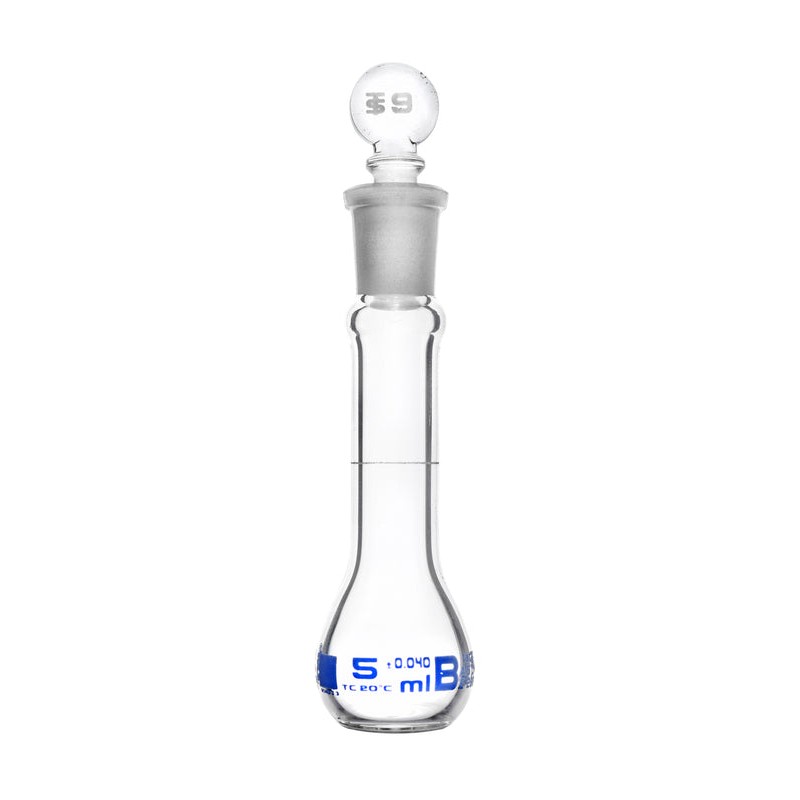 MATRAZ VOLUMÉTRICO (AFORADO) 5ML, CLASE B, ASTM TAPÓN PLANO DE VIDRIO EISCO