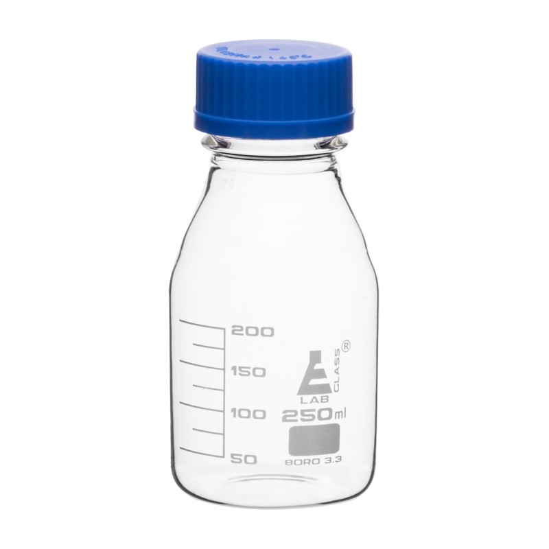 FRASCO PARA LABORATORIO 250ML DE VIDRIO BOROSILICATO TRANSPARENTE, GRADUADA, CON TAPAROSCA EISCO