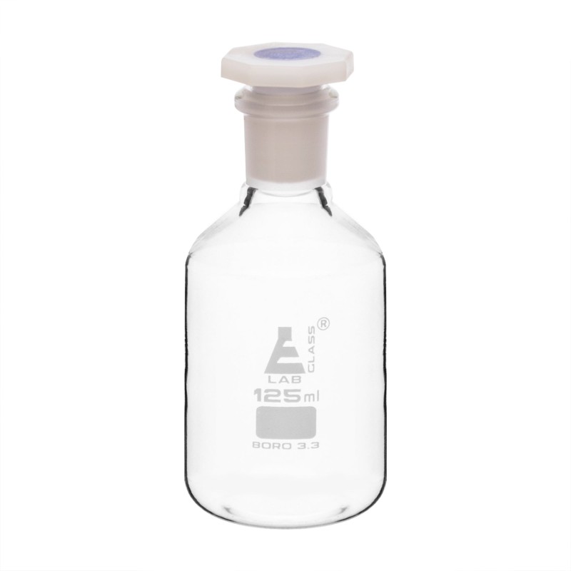 FRASCO PARA REACTIVOS 125ML DE VIDRIO TRANSPARENTE, TAPA DE POLIPROPILENO, BOCA ANGOSTA  EISCO